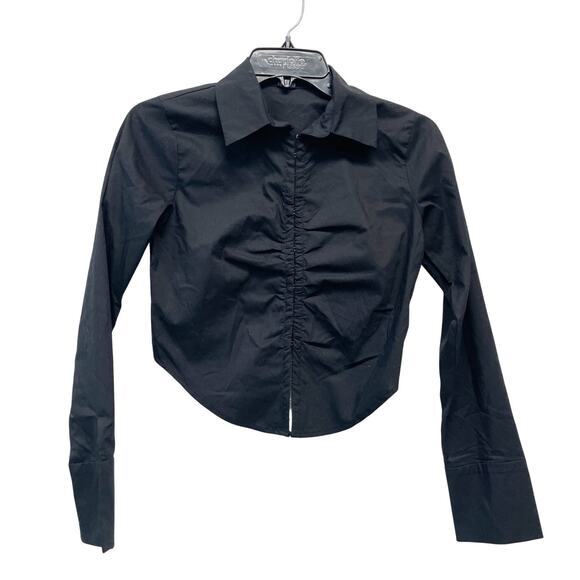 wild fable Tops - Wild Fable Women's Long Sleeve Cropped Corset‎ Shirt Black Size XXS